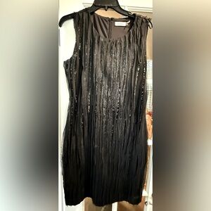 Calvin Klein Size 12 Black Sleeveless Sequin cocktail dress